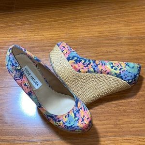 Cute STEVE MADDEN WICKER WEDGE PUMPS MULTI US6